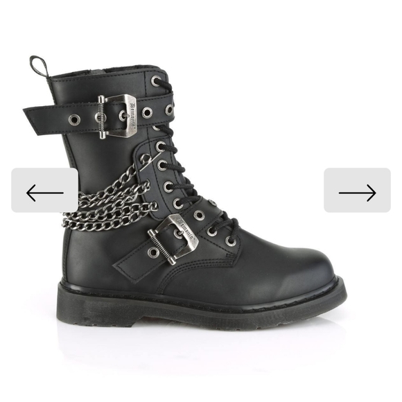 Demonia Other - Demonia Bolt 250 Boots Punk Rock Emo Goth Unisex Black Boots Chain Biker